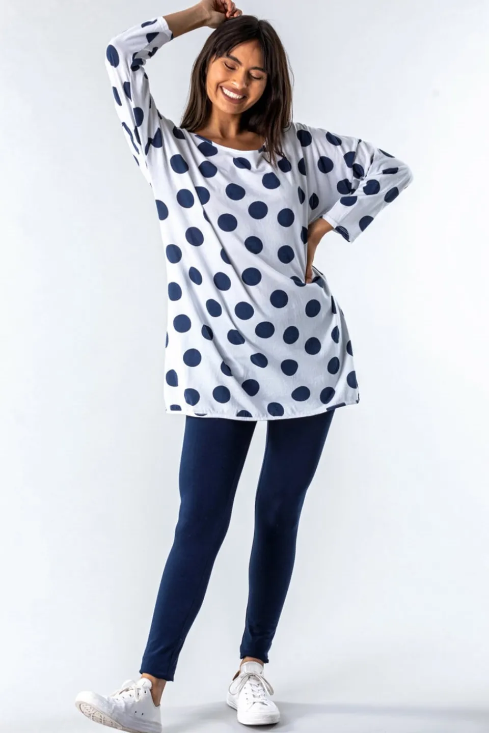 Loungewear>Roman Stretch Plain Elastic Waist Leggings Navy