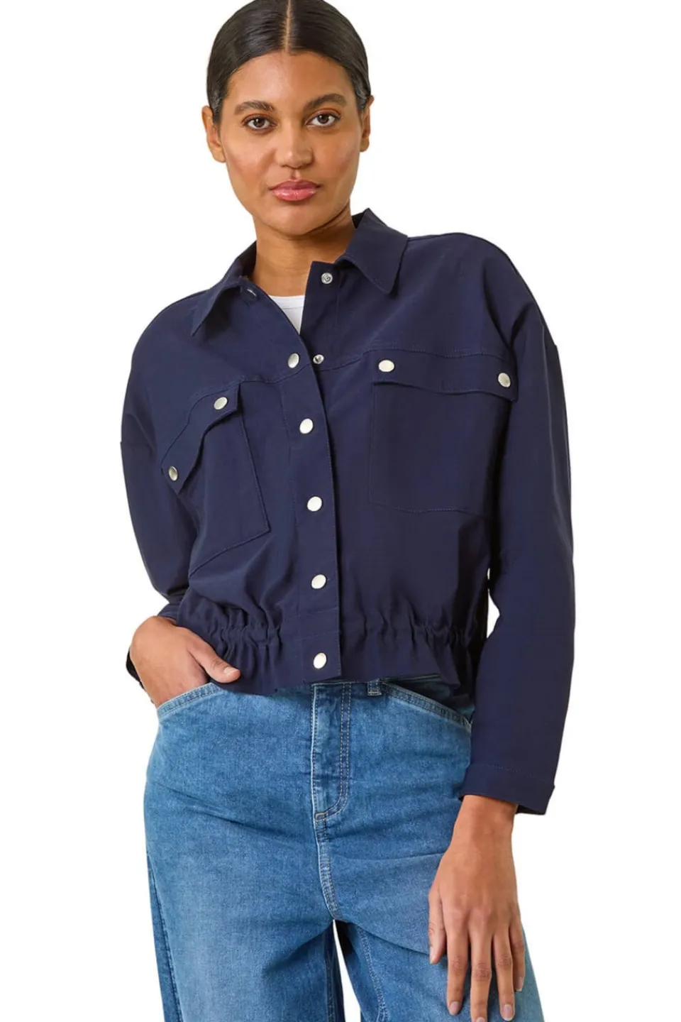 Coats & Jackets>Roman Navy Utility Collared Pocket Jacket
