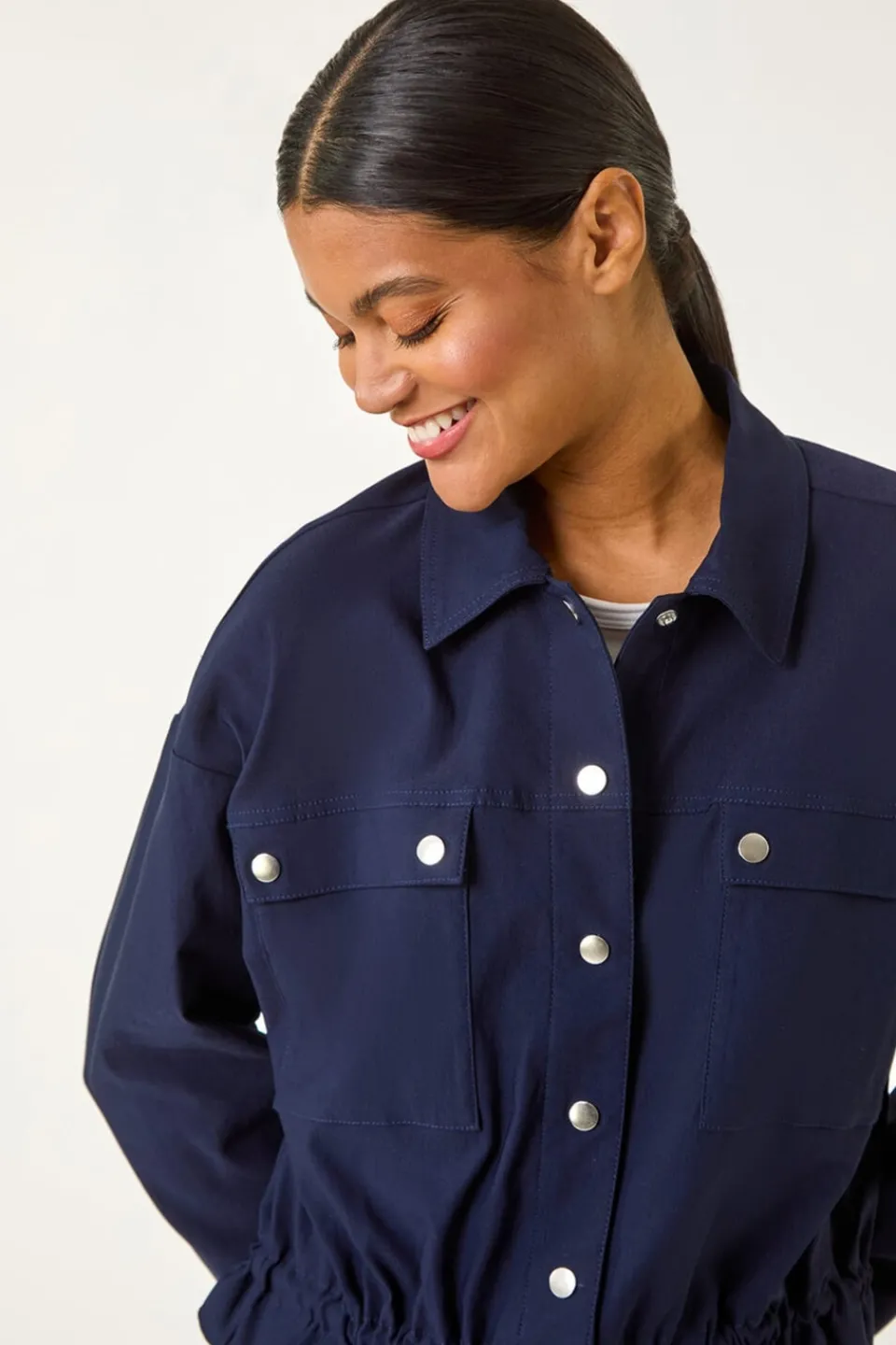 Coats & Jackets>Roman Navy Utility Collared Pocket Jacket