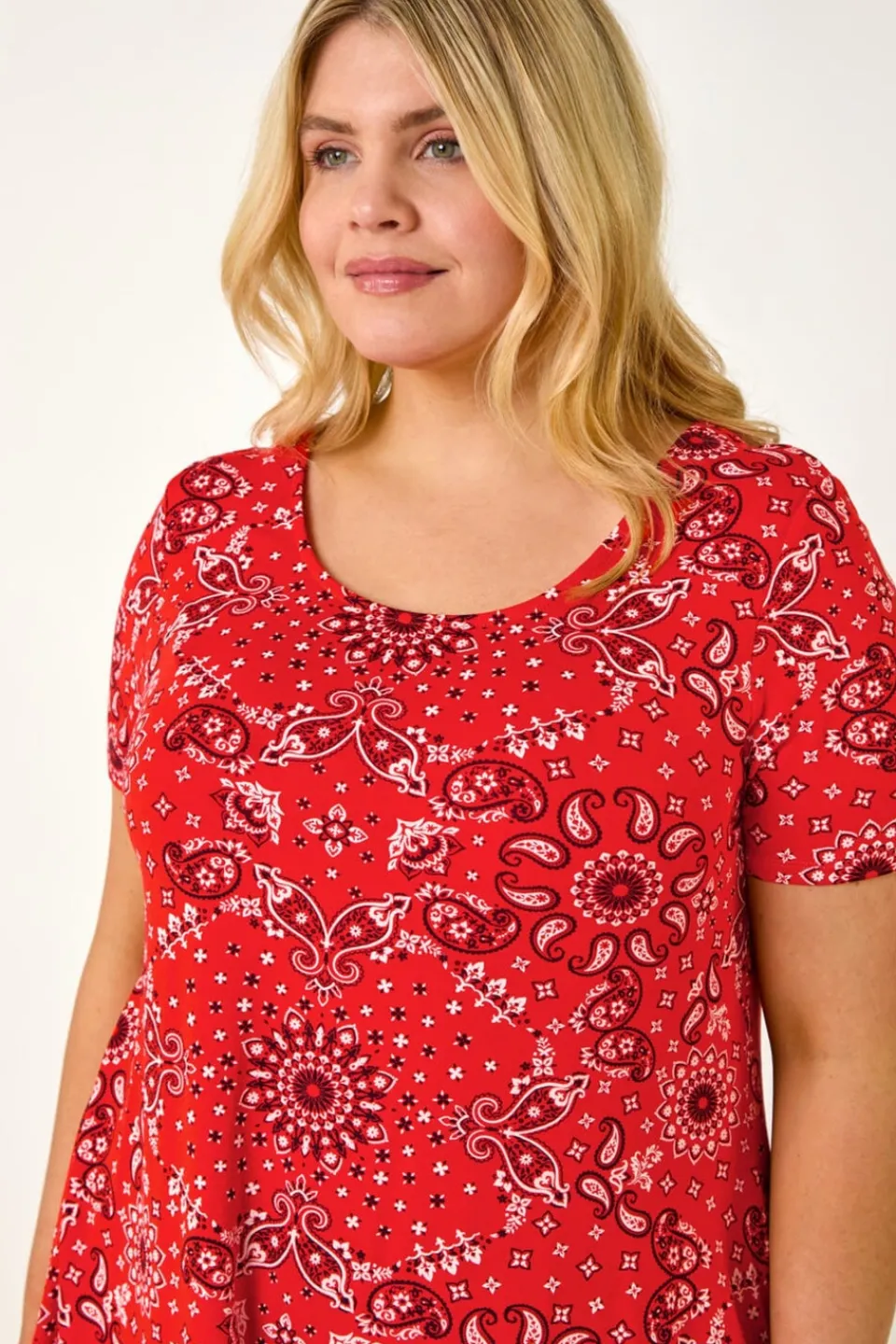Tops>Roman Orange Curve Paisley Print Bar Back Top