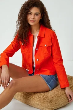 Coats & Jackets>Roman Stretch Pocket Detail Jacket Orange