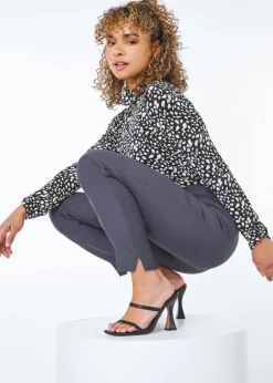 Trousers>Roman Petite Dark Grey Full Length Stretch Trousers DarkGrey