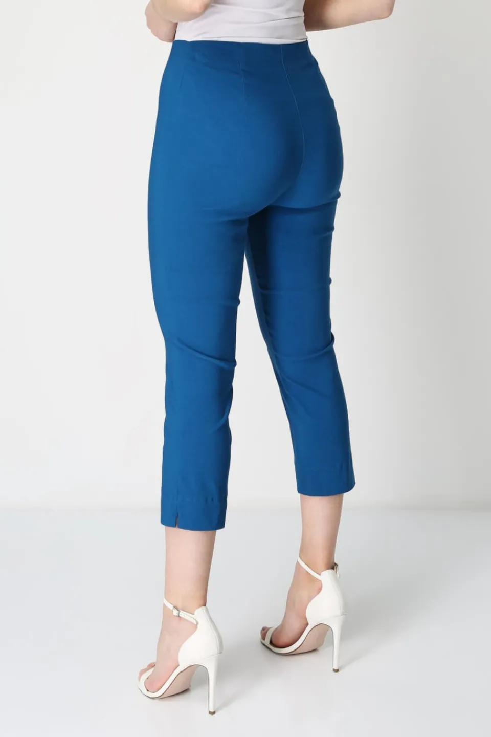 Trousers>Roman Petrol Blue Cropped Stretch Trouser Capri Summer Leggings 3/4 Pedal Pushers PetrolBlue