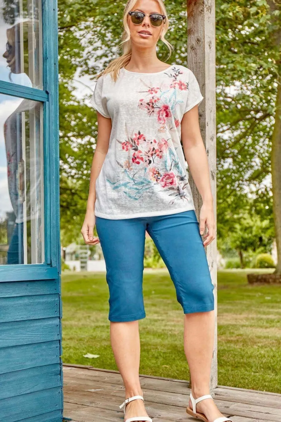 Shorts>Roman Petrol Blue Stretch Knee Length Elastic Waist Shorts PetrolBlue