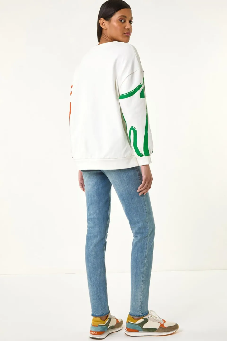 Tops>Roman Pink Abstract Print Sweatshirt