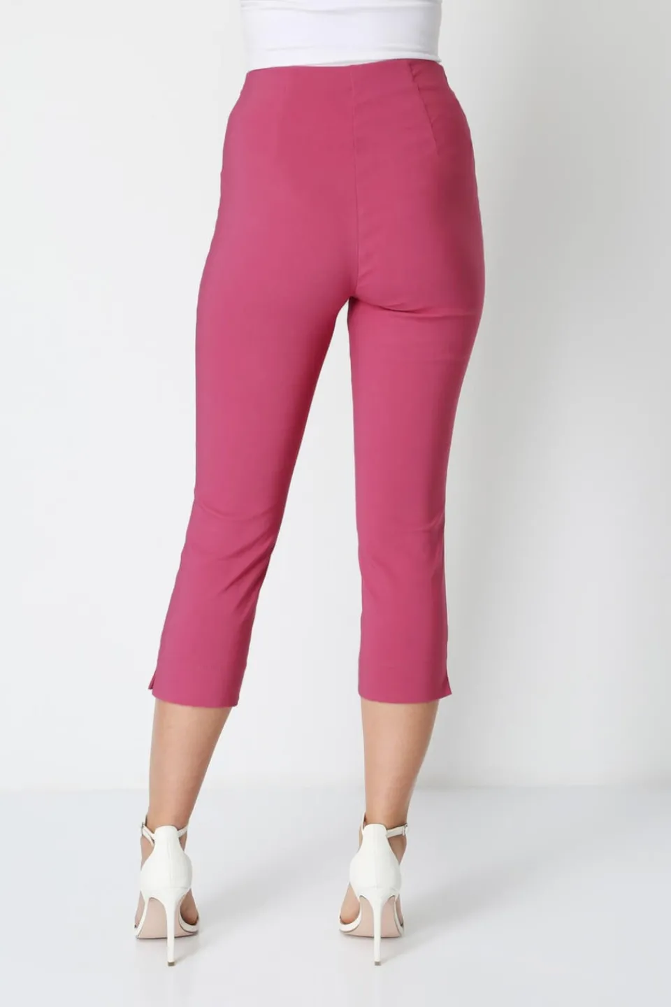 Trousers>Roman Pink Cropped Stretch Trouser