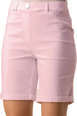 Shorts>Roman Elastic Waist Turn Up Stretch Shorts Pink