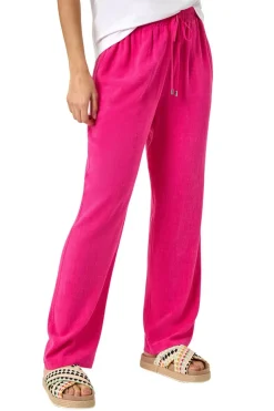 Trousers>Roman Full Length Linen Blend Trousers Pink