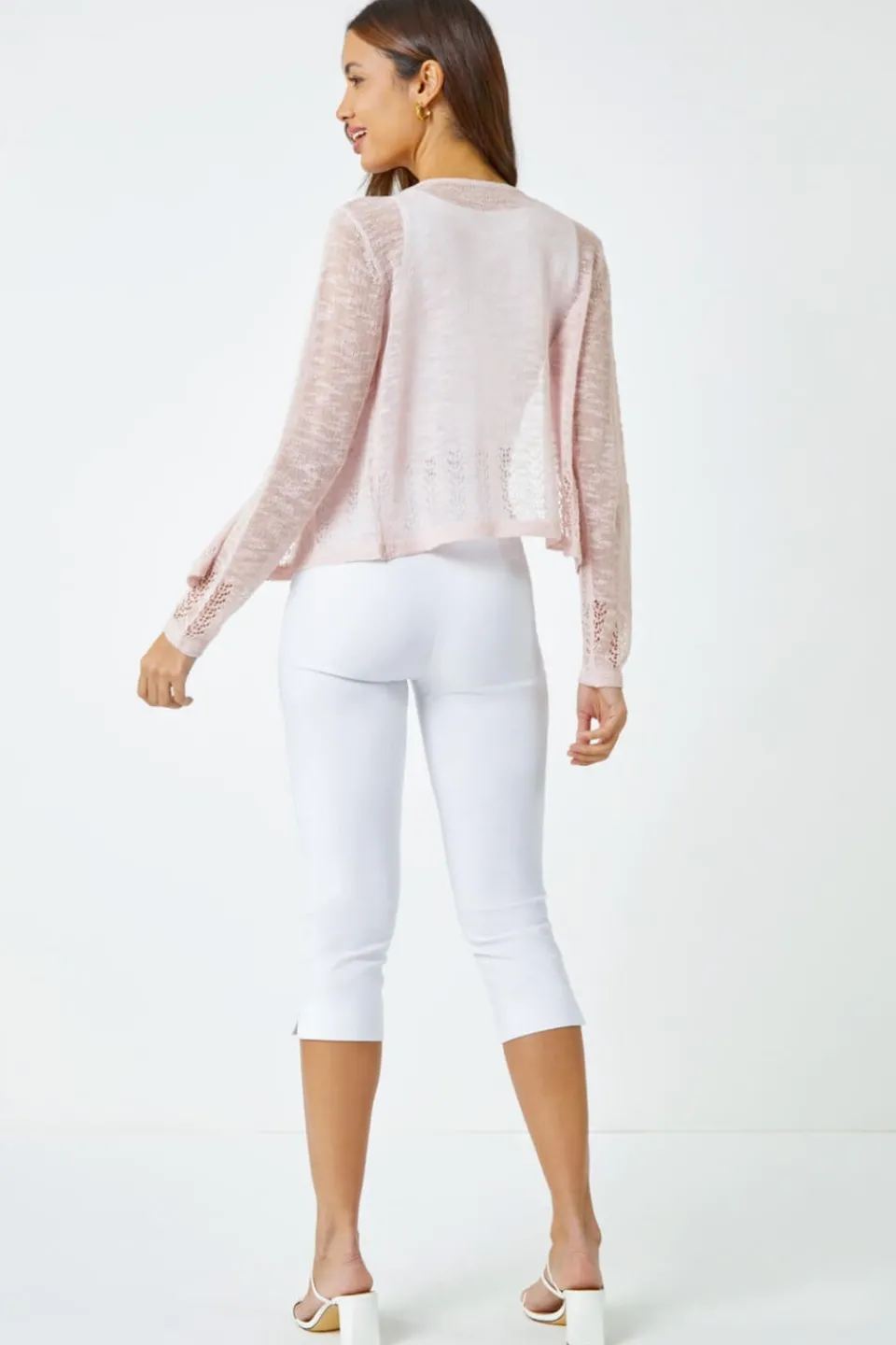 Knitwear>Roman Lightweight Knitted Shrug Pink