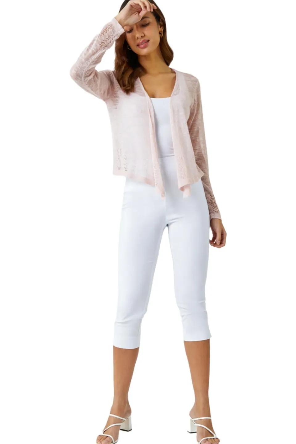 Knitwear>Roman Lightweight Knitted Shrug Pink