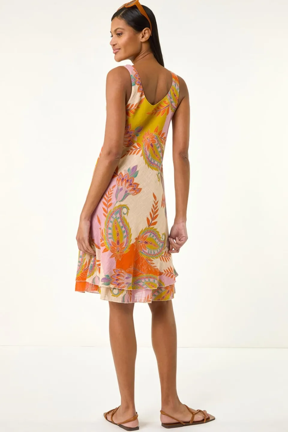 Dresses>Roman Pink Paisley Double Layer Dress