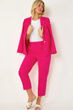 Trousers>Roman Petite Cotton Ankle Grazer Tapered Trousers Pink