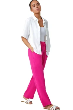 Trousers>Roman Pink Petite Linen Mix Trousers