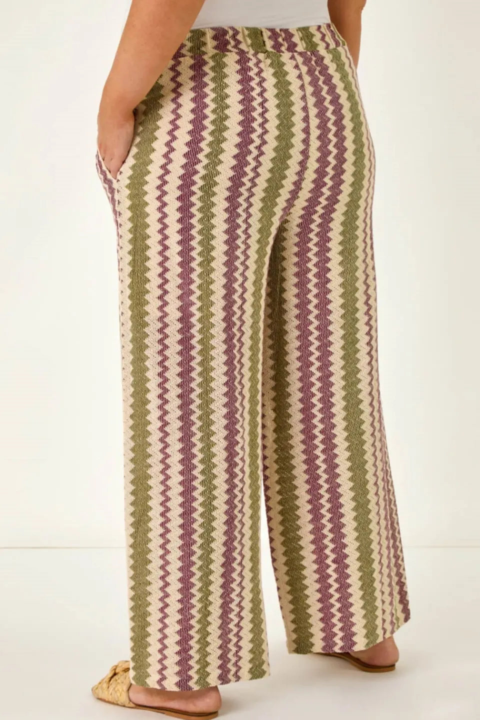 Trousers>Roman Purple Curve Zig Zag Crochet Wide Leg Trouser