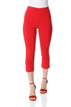 Trousers>Roman Cropped Stretch Trouser Capri Summer Leggings 3/4 Pedal Pushers Red