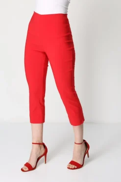 Trousers>Roman Cropped Stretch Trouser Capri Summer Leggings 3/4 Pedal Pushers Red