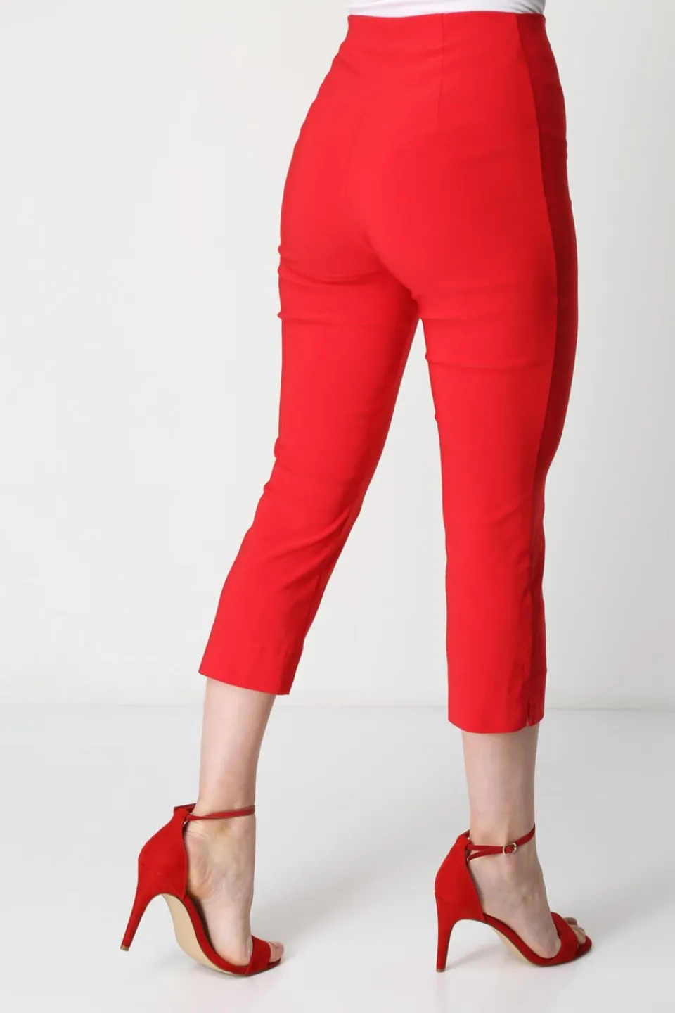 Trousers>Roman Cropped Stretch Trouser Capri Summer Leggings 3/4 Pedal Pushers Red