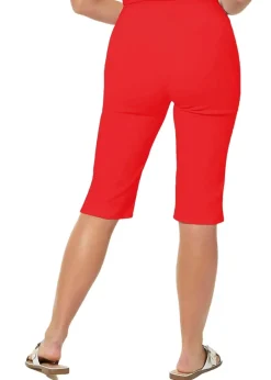 Shorts>Roman Elastic Waist Knee Length Stretch Shorts Red