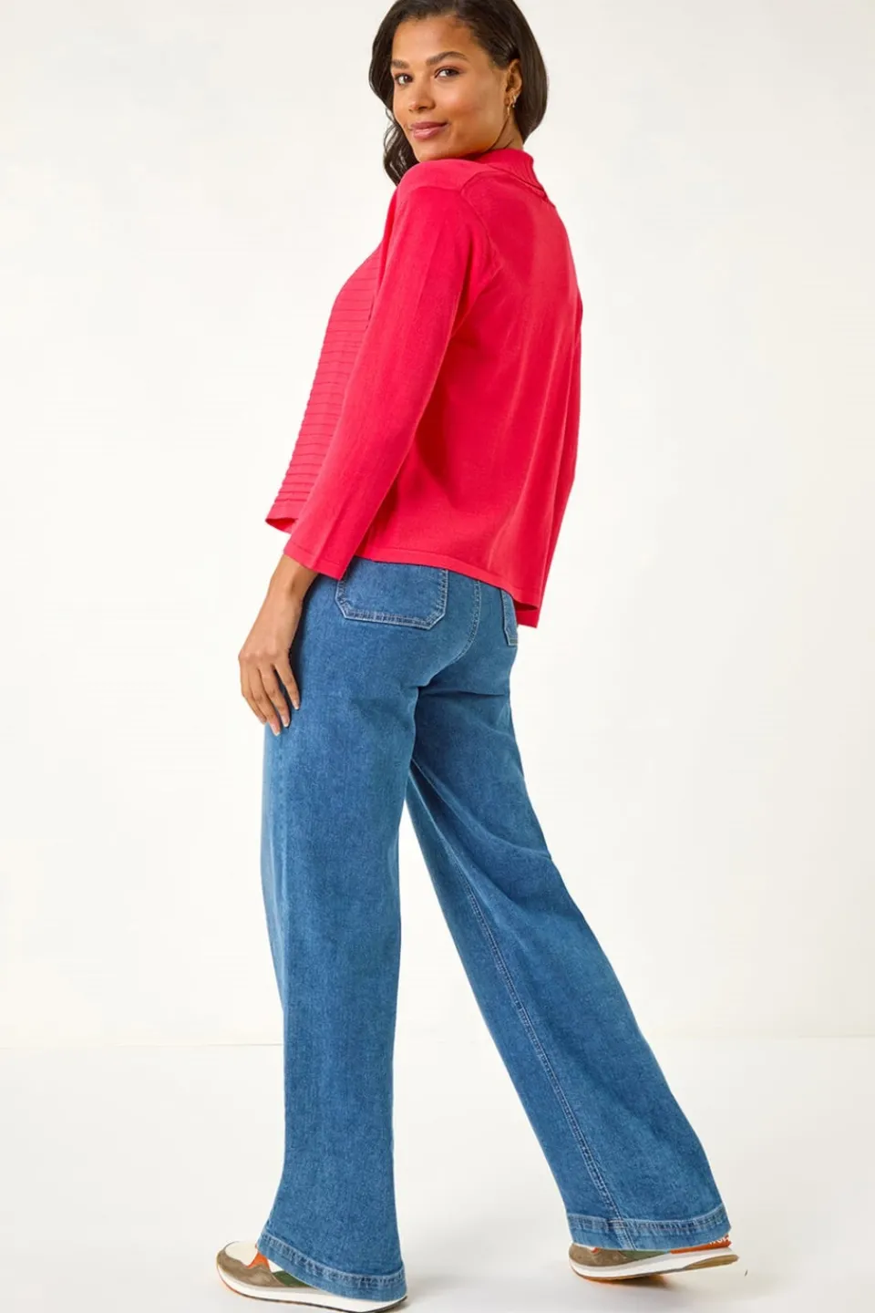 Coats & Jackets>Roman Red Ribbed Detail Shrug
