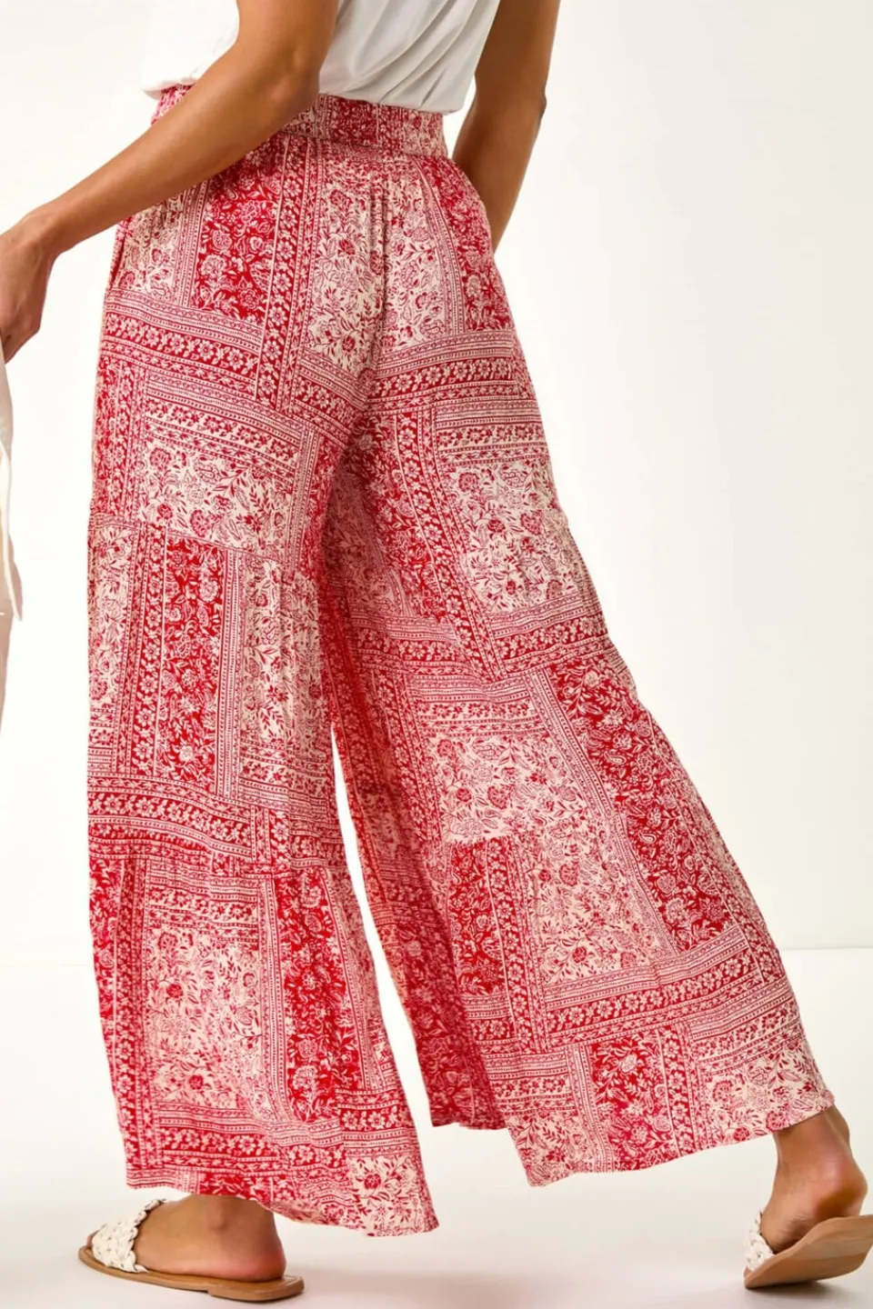 Trousers>Roman Red Tile Tiered Palazzo Trouser
