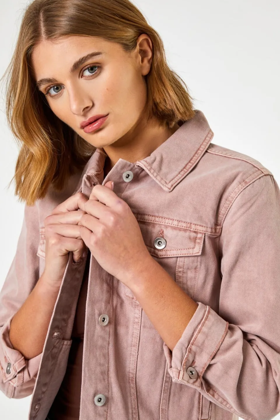 Coats & Jackets>Roman Rose Classic Cotton Denim Jacket
