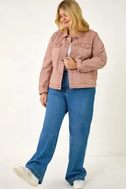 Coats & Jackets>Roman Rose Curve Mid Wash Denim Jacket