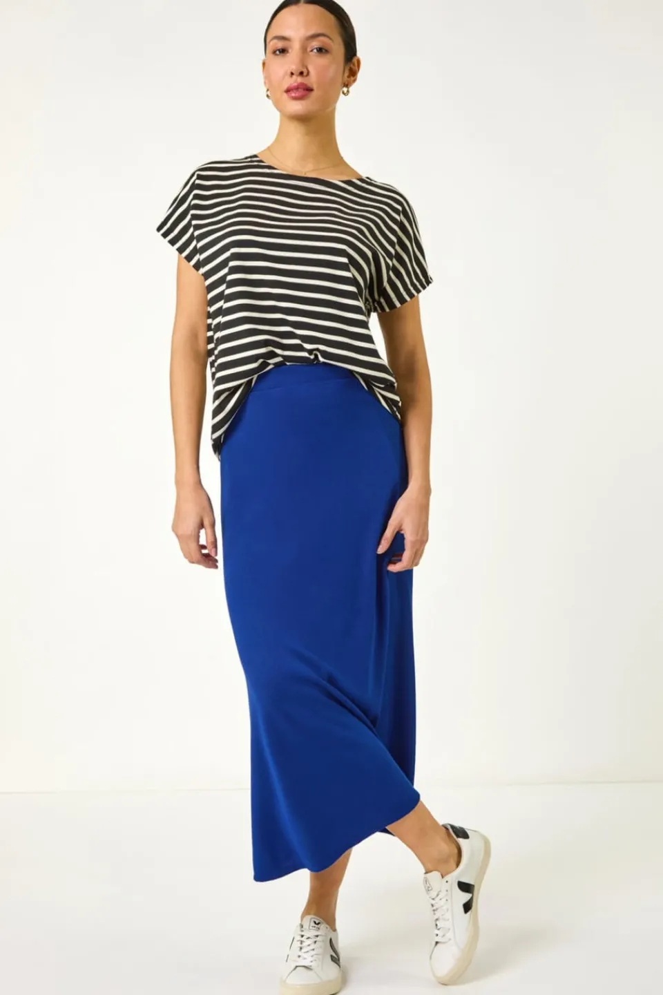Skirts>Roman Royal Blue A-Line Pull On Stretch Skirt