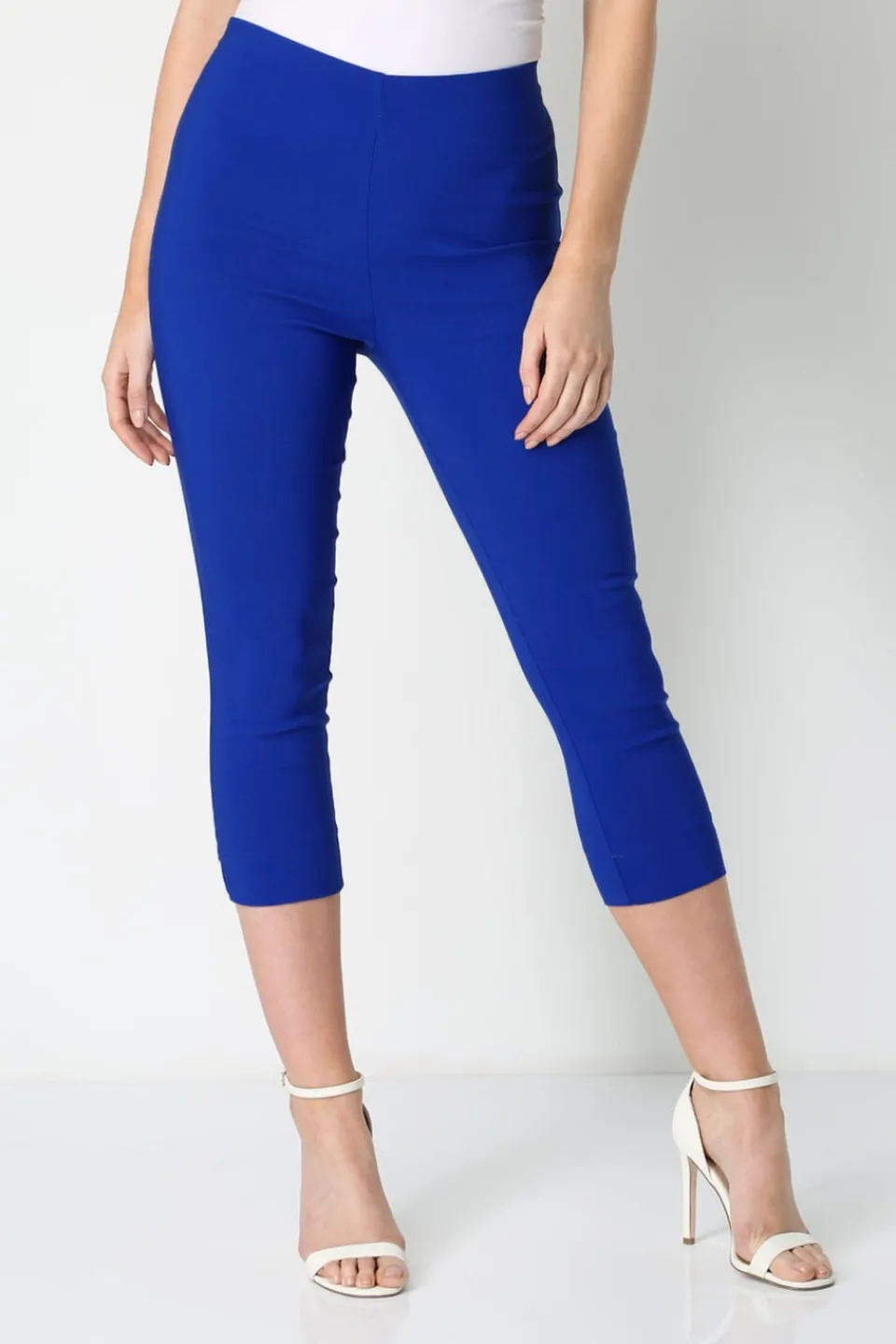 Trousers>Roman Royal Blue Cropped Stretch Trouser Capri Summer Leggings 3/4 Pedal Pushers RoyalBlue