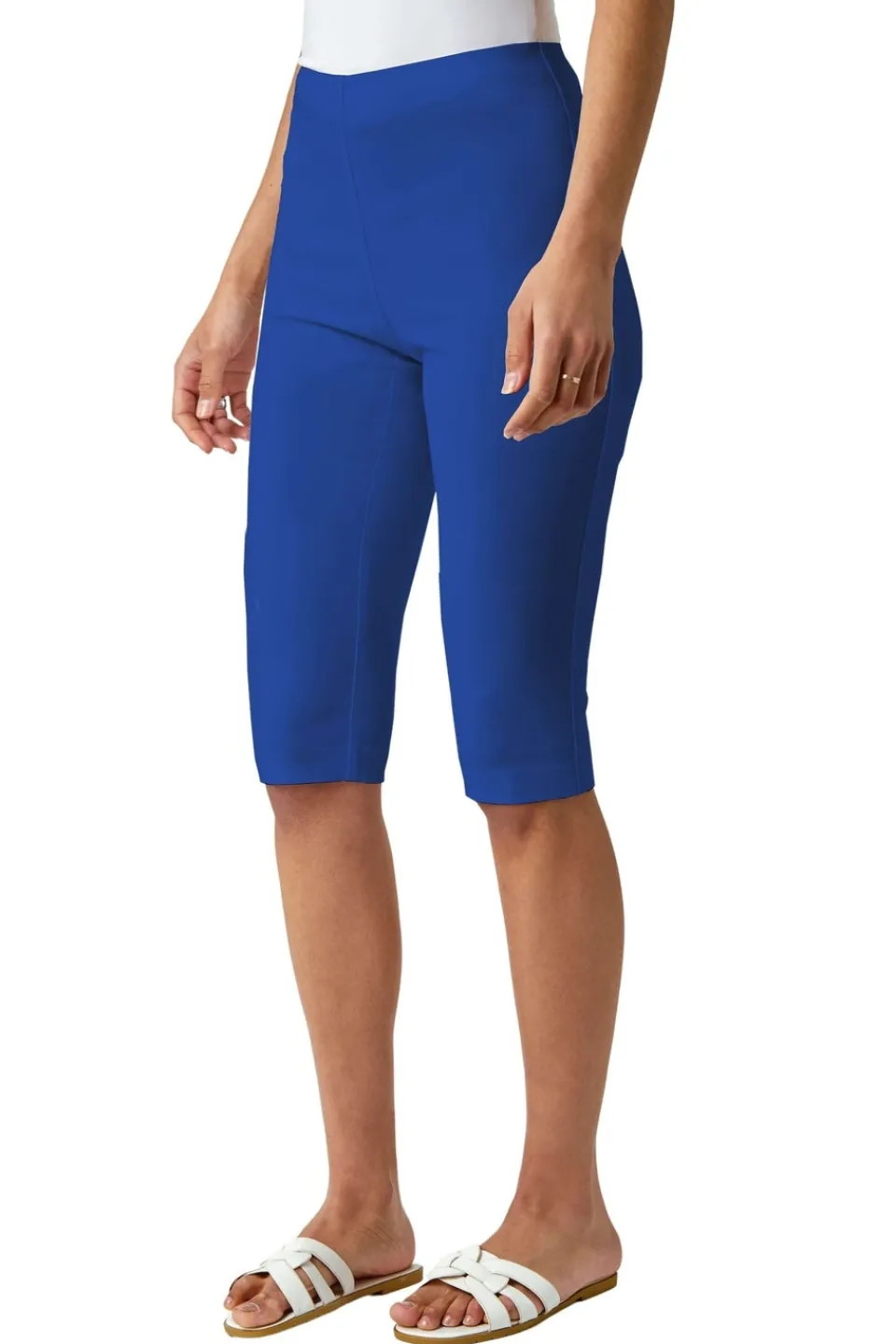 Shorts>Roman Royal Blue Elastic Waist Knee Length Stretch Shorts RoyalBlue