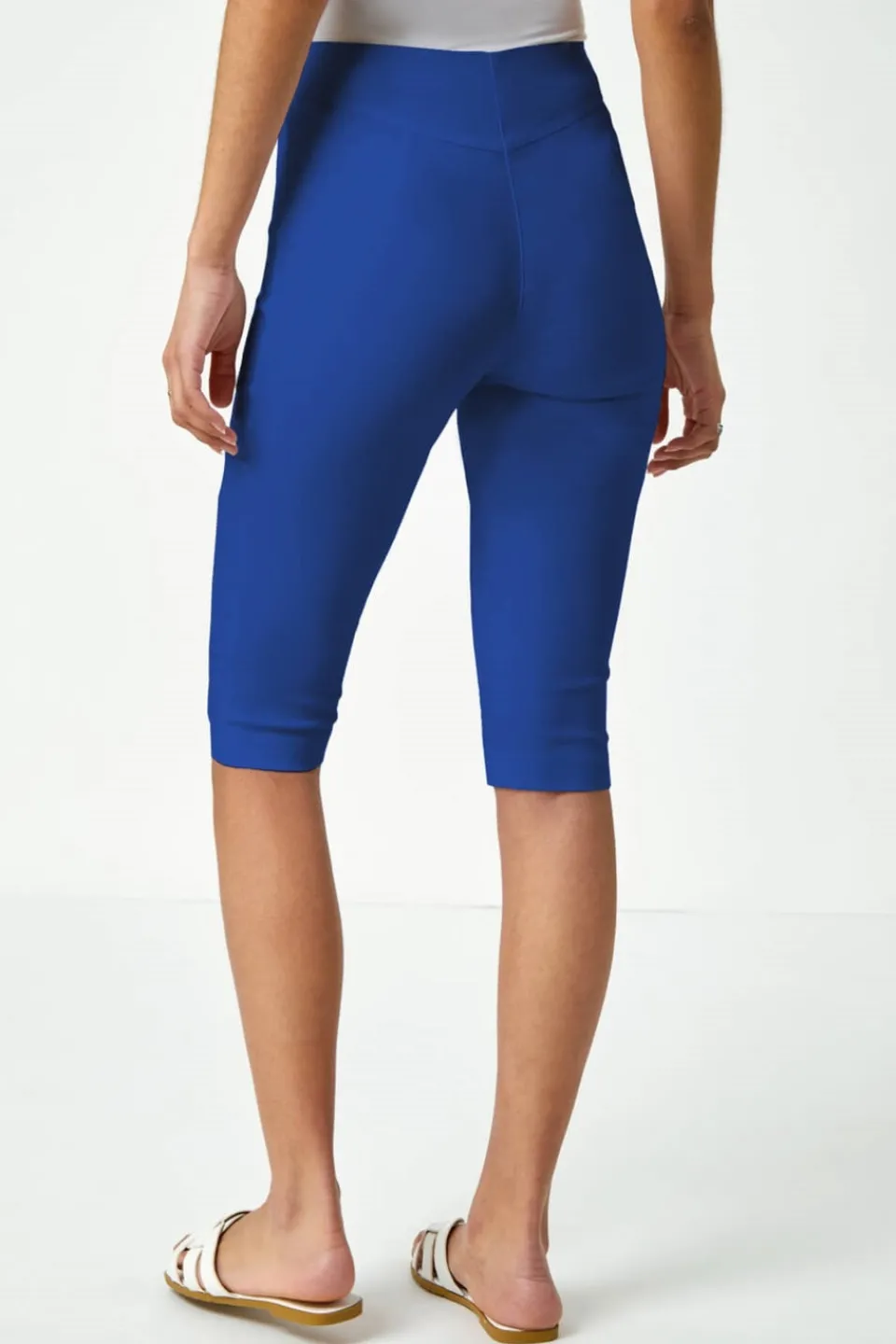Shorts>Roman Royal Blue Elastic Waist Knee Length Stretch Shorts RoyalBlue