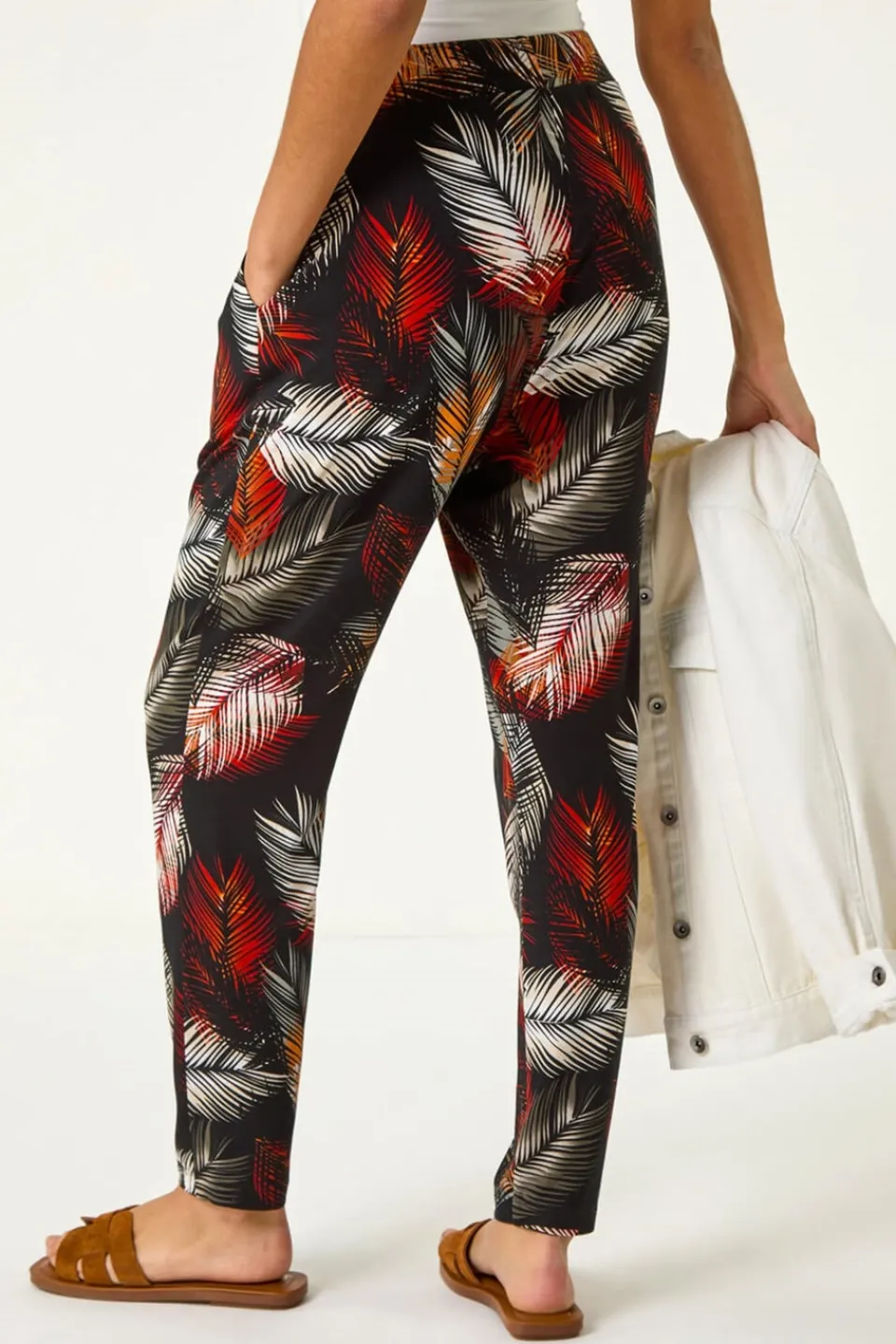 Trousers>Roman Rust Leaf Print Harem Trouser