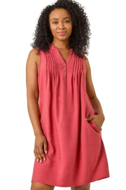 Dresses>Roman Rust Petite Pintuck Pocket Dress