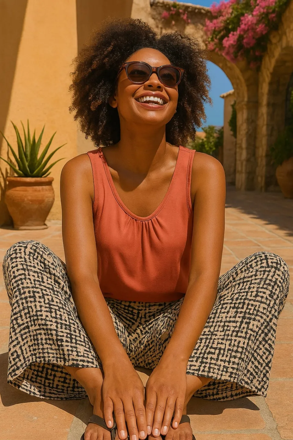 Tops>Roman Rust Plain V Neck Stretch Jersey Vest Top