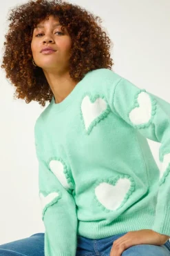 Knitwear>Roman Sage Fun Heart Knit Jumper