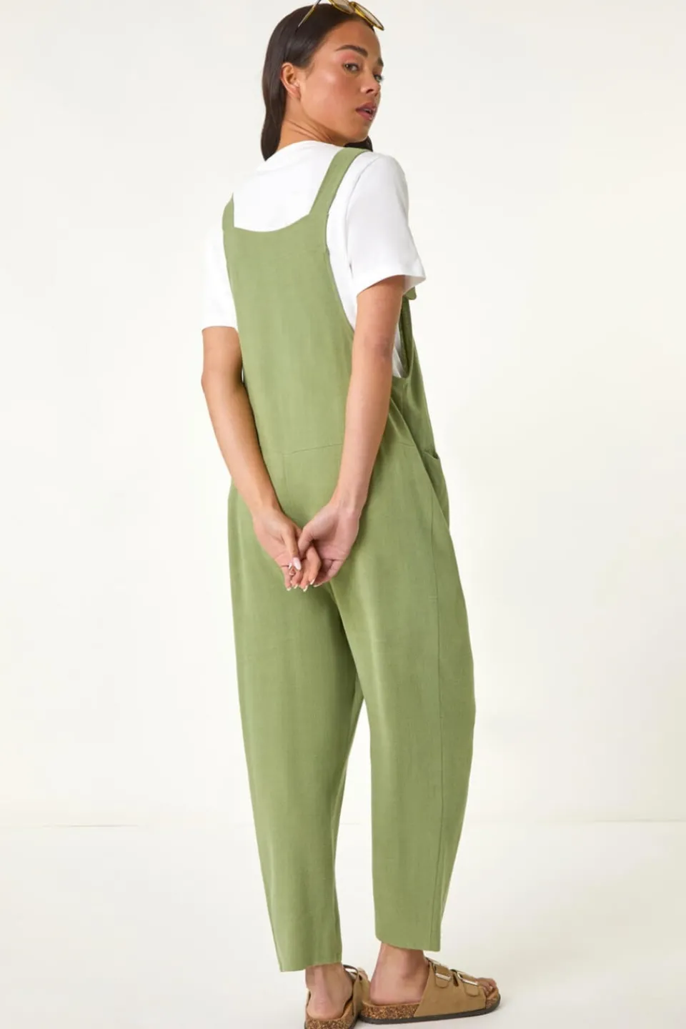 Jumpsuits & Playsuits>Roman Sage Petite Strap Woven Jumpsuit