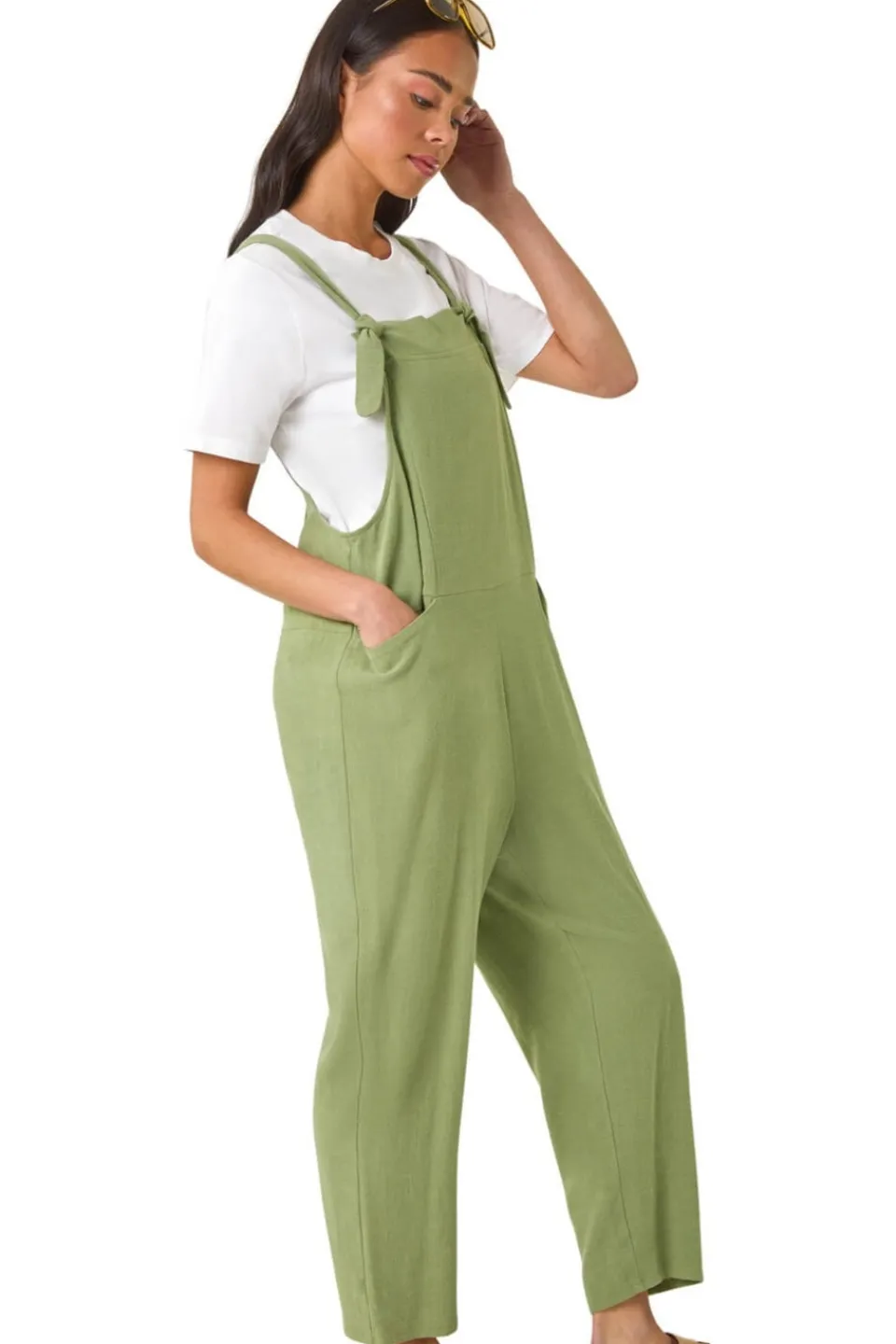 Jumpsuits & Playsuits>Roman Sage Petite Strap Woven Jumpsuit