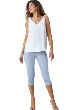 Trousers>Roman Cropped Stretch Trouser Capri Summer Leggings 3/4 Pedal Pushers Silver