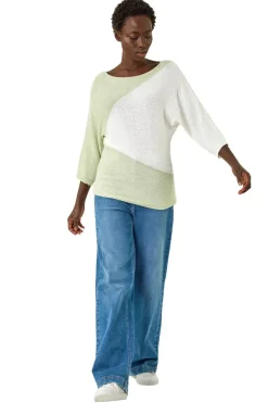 Tops>Roman Soft Green 3 Colour Block Jumper
