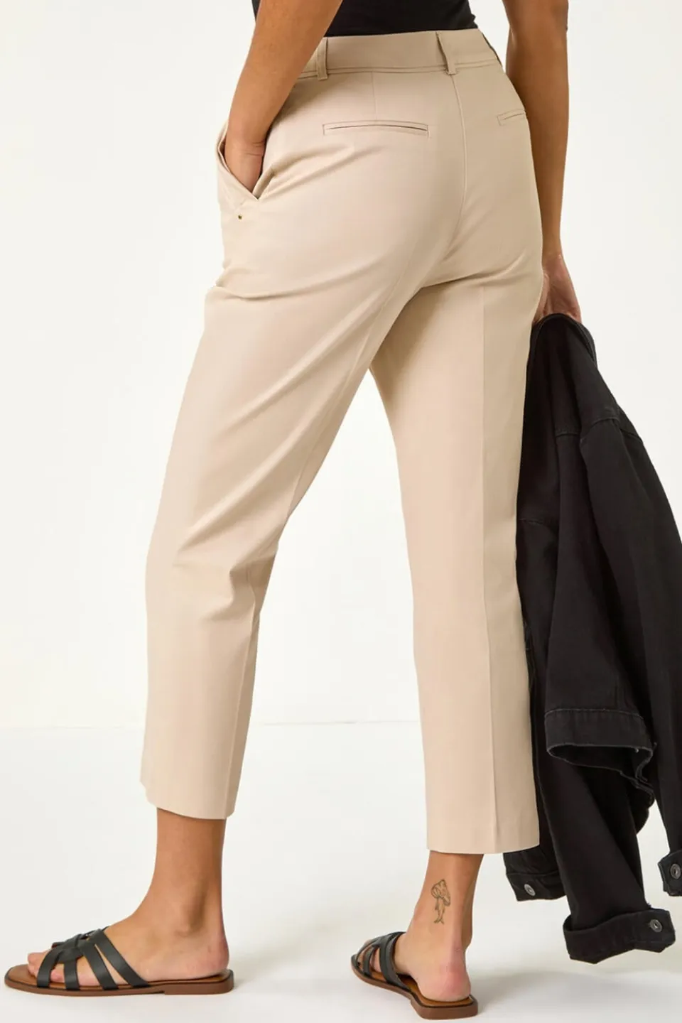 Trousers>Roman Stone Cotton Stretch Cropped Trouser