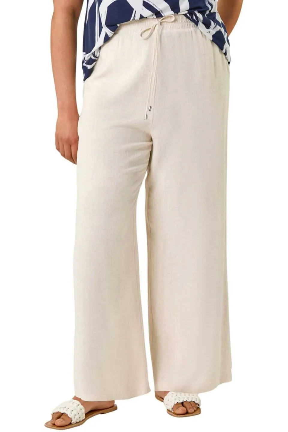 Trousers>Roman Stone Curve Linen Mix Trousers