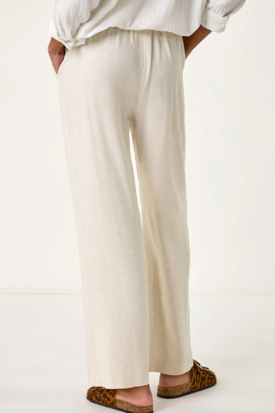 Trousers>Roman Full Length Linen Trousers Stone