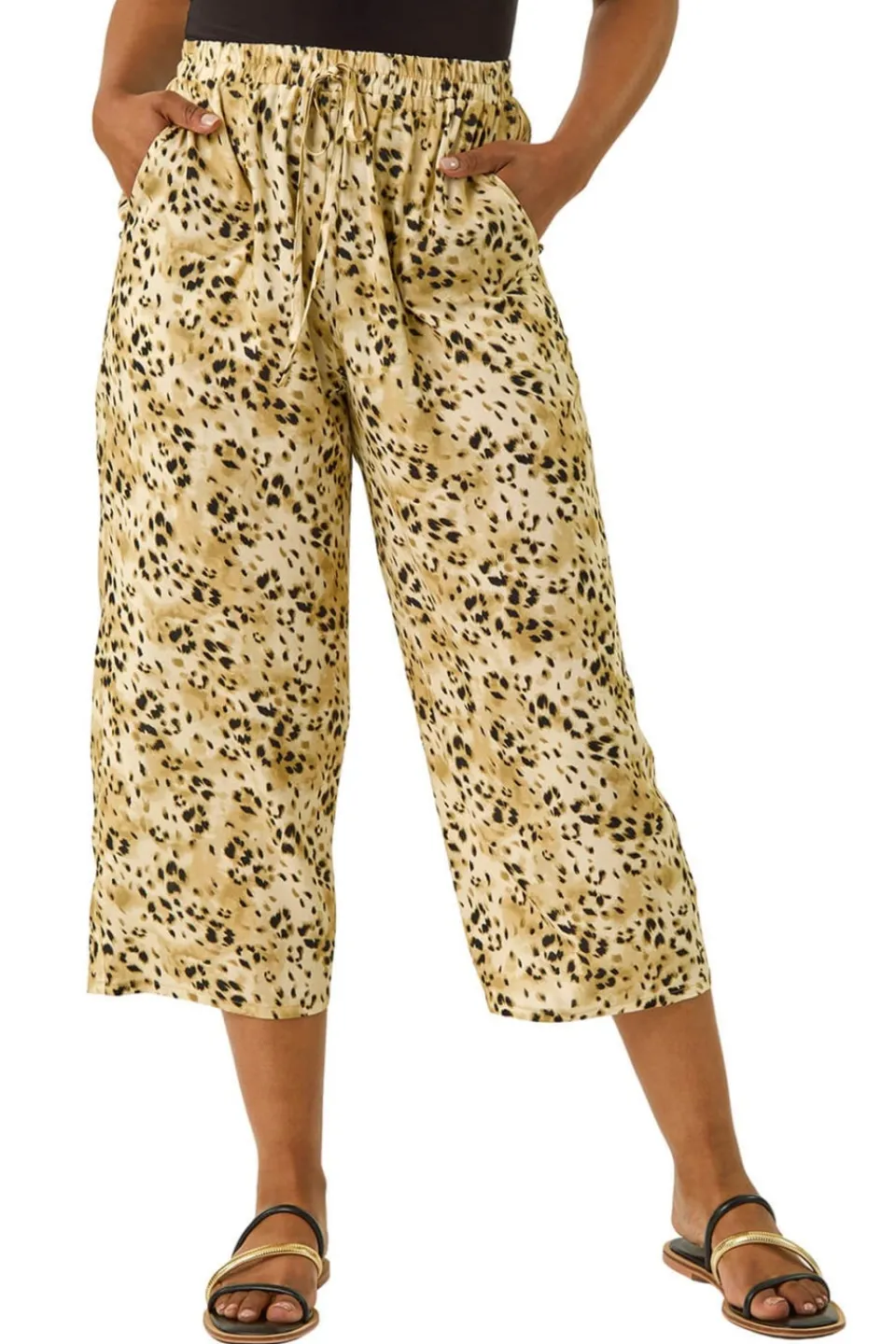 Trousers>Roman Stone Petite Animal Print Cropped Trouser