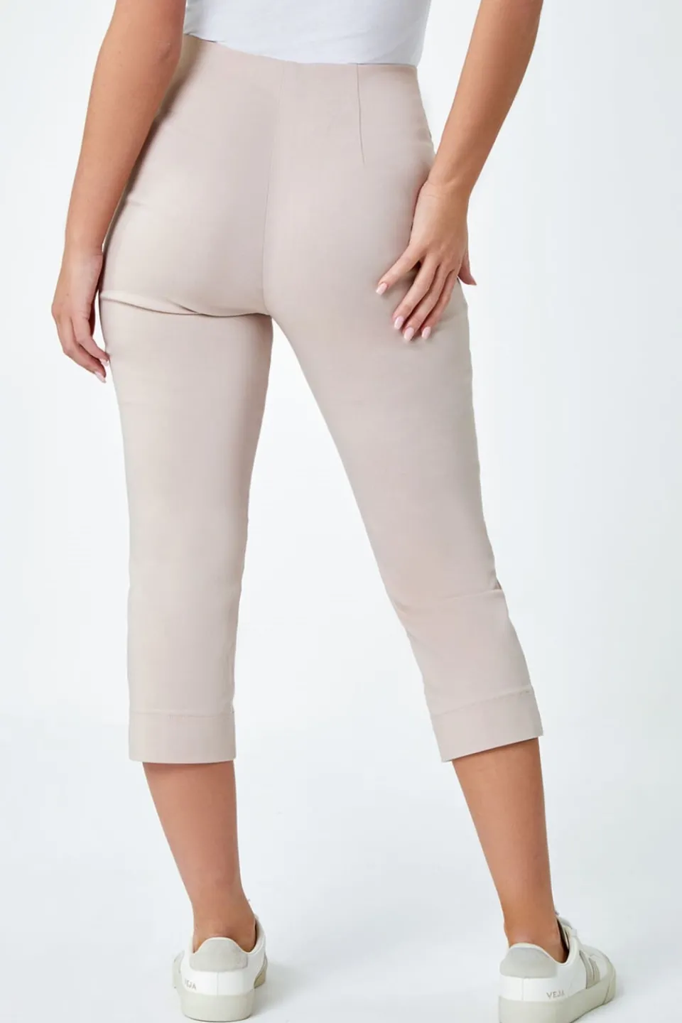 Trousers>Roman Petite Cropped Stretch Trousers Stone
