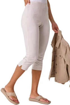 Trousers>Roman Stone Striped Cropped Stretch Trouser