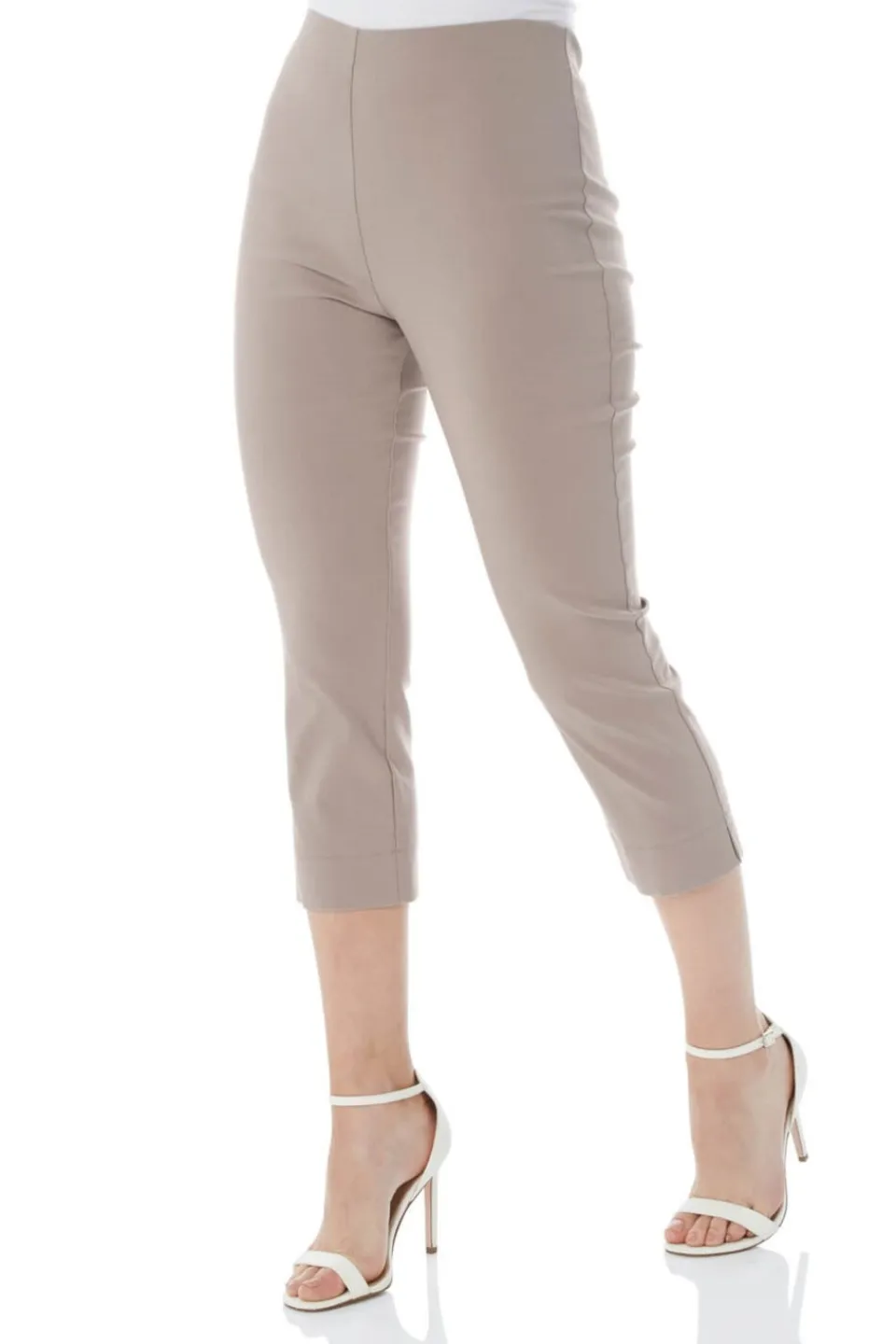 Trousers>Roman Cropped Stretch Trouser Capri Summer Leggings 3/4 Pedal Pushers Taupe