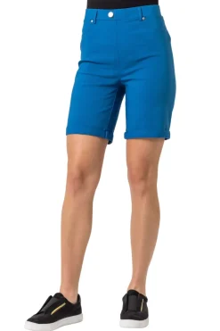 Shorts>Roman Teal Blue Turn Up Stretch Shorts TealBlue