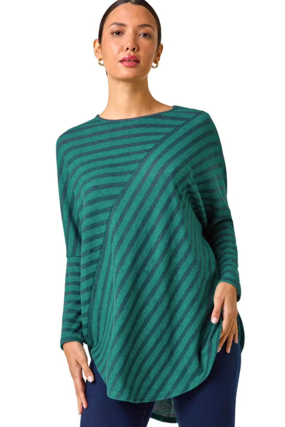 Tops>Roman Contrast Stripe Stretch Jersey Top Teal