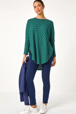 Tops>Roman Contrast Stripe Stretch Jersey Top Teal