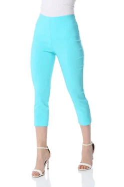 Trousers>Roman Turquoise Cropped Stretch Trouser Capri Summer Leggings 3/4 Pedal Pushers Turquiose