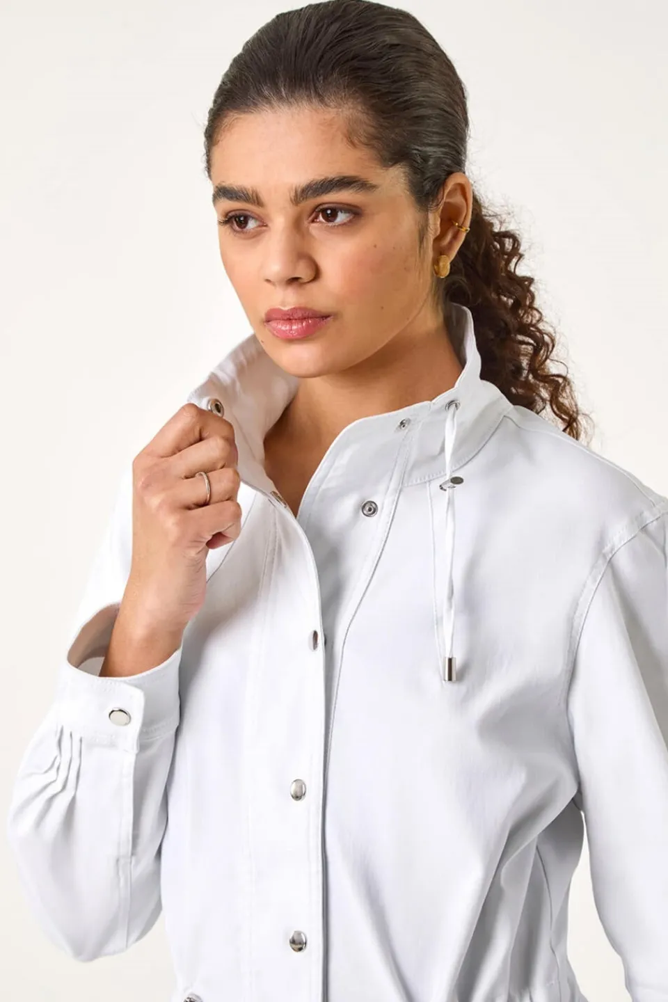 Coats & Jackets>Roman Buttoned Safari Jacket White